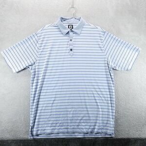 FootJoy Golf Polo Mens XL Blue Striped‎ Short Sleeve Preppy Performance